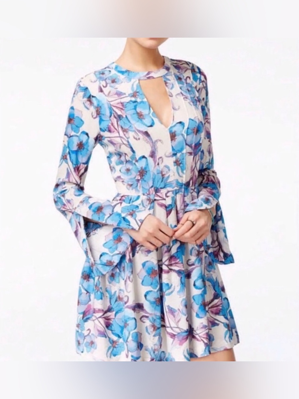 Free People Tegan Floral Long Sleeve Mini Dress Sz 2
